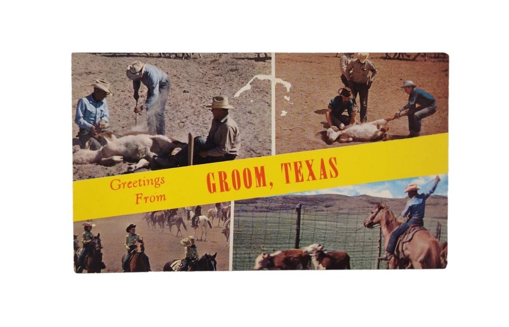 POSTCARD Greetings from Groom Texas TX Banner Multi View 1960s