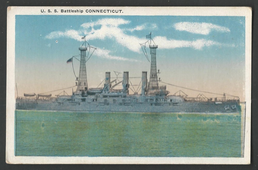 U.S. NAVY Battleship U.S.S. CONNECTICUT BB-1 Divided Back Postcard White Border