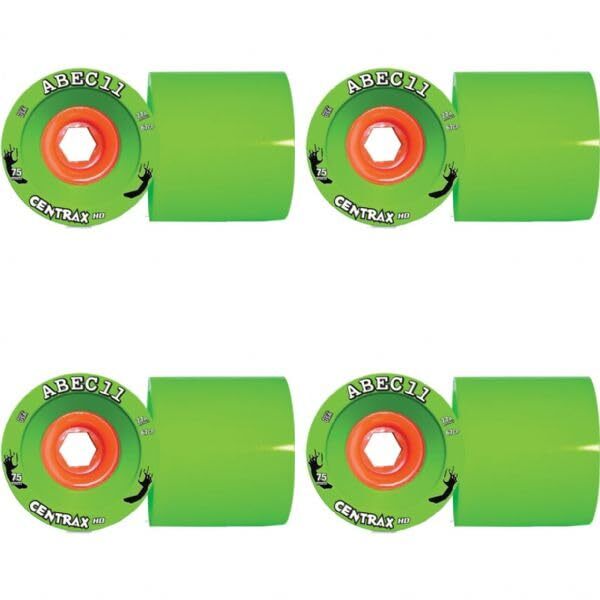 ABEC 11 Centrax HD Lime/Orange Skateboard Wheels - 75mm 75a (Set of 4)