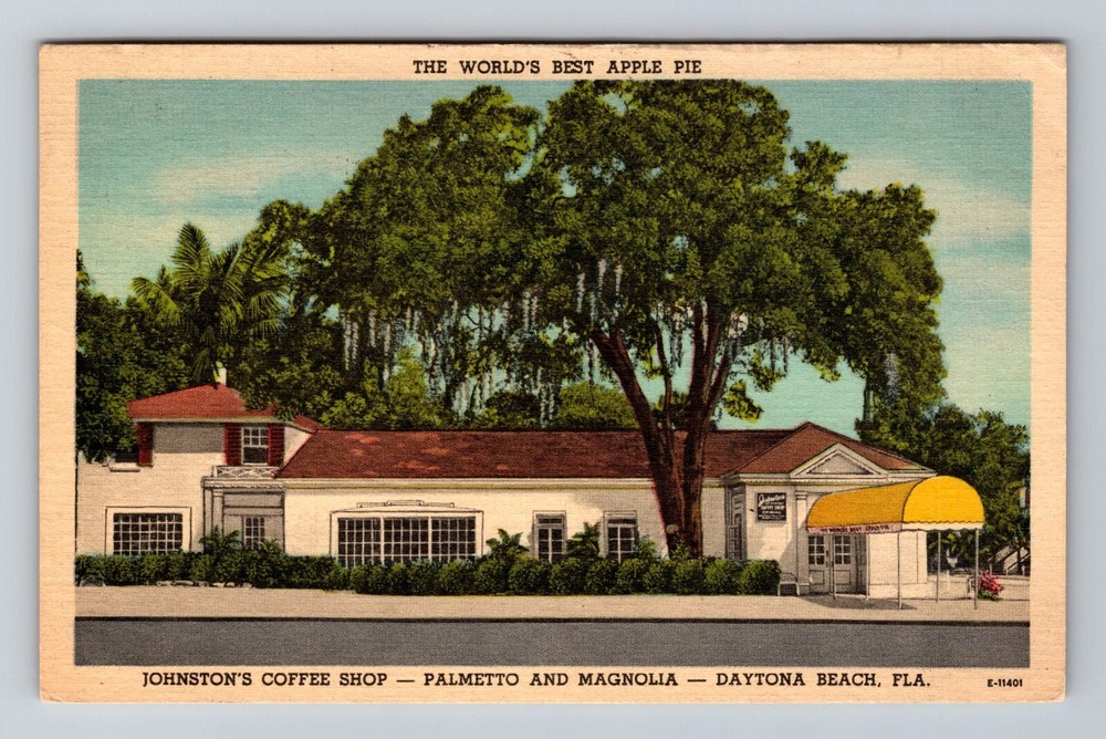 Daytona Beach FL-Florida, Johnston's Coffee Shop Vintage c1951 Postcard Souvenir