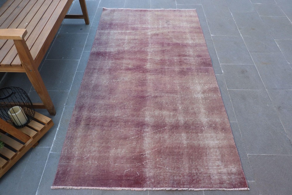 Vintage Rug 3,5x6,6 ft (106x202 cm), Red Bordered Turkish Rug