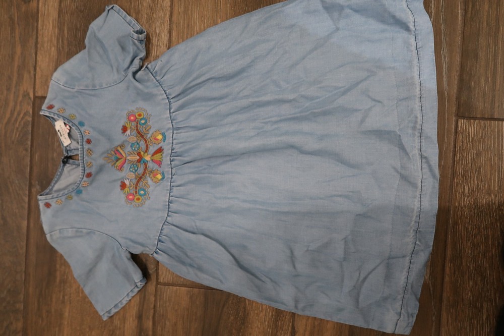 Dress Denim Toddler Size 6 Blue Short Sleeve Youth Girls