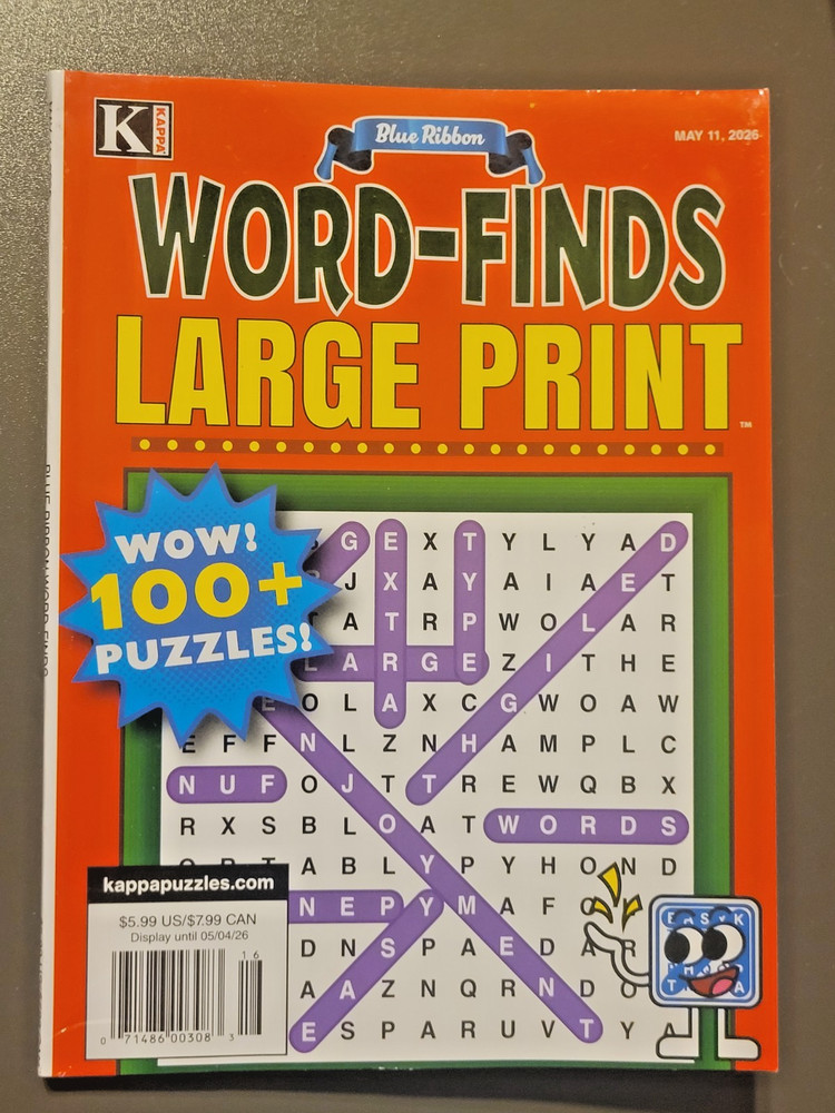 Blue Ribbon Word-Finds Large Print by Kappa - May 11, 2026 Issue - 100+ Puzzles!