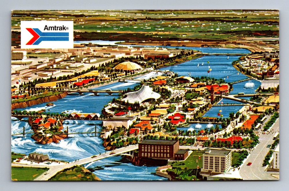 Expo '74 Spokane Washington World's Fair Amtrak Advertisement Postcard 1970s