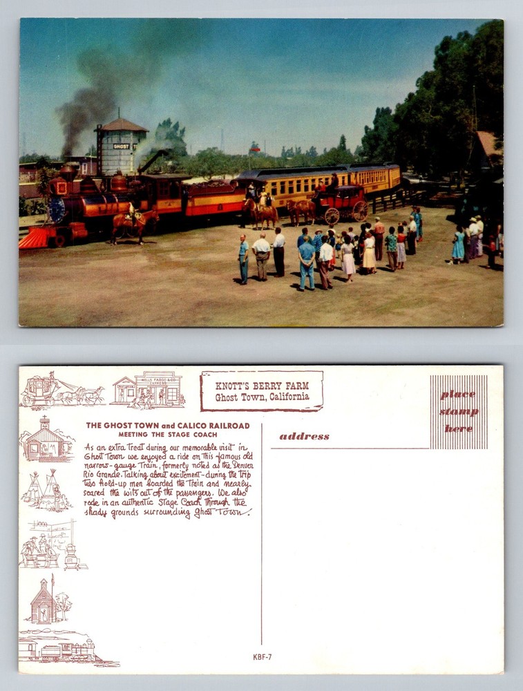 Buena Park CA-California, Knott’s Berry Farm Calico Railroad Vintage Postcard