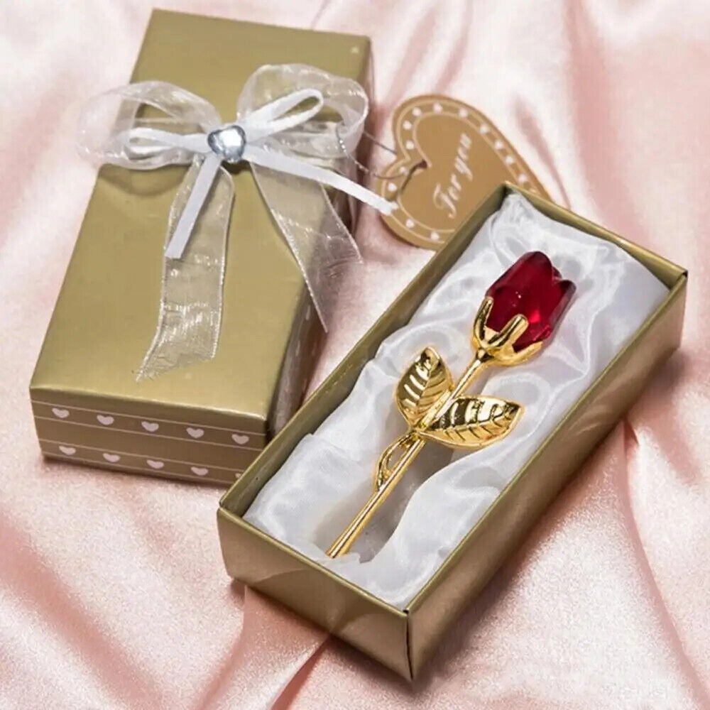 Valentine's Day Gift Crystal Glass Rose Artificial Flower