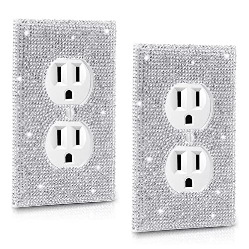 Outlet Covers.2 Pack Shiny Rhinestones Wall Plate Rhinestones Light Switch Cover