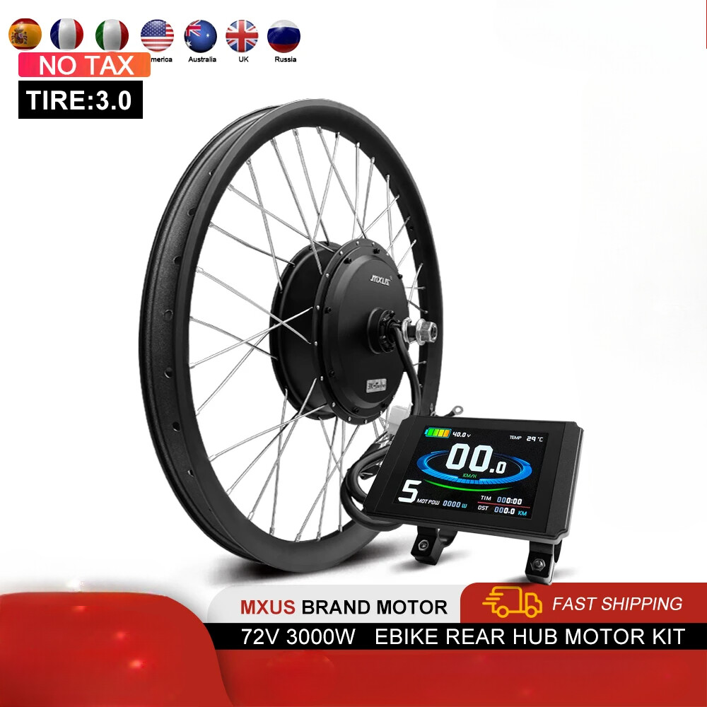 Electric Bike Conversion Kit 72V 3000W 3.0Tyre Brushless Rear Hub Motor Wheel