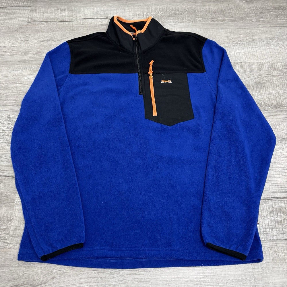 Le Tigre Tri Flex Mens Medium Blue 1/4 Zip Fleece Pullover Sweater Lightweight
