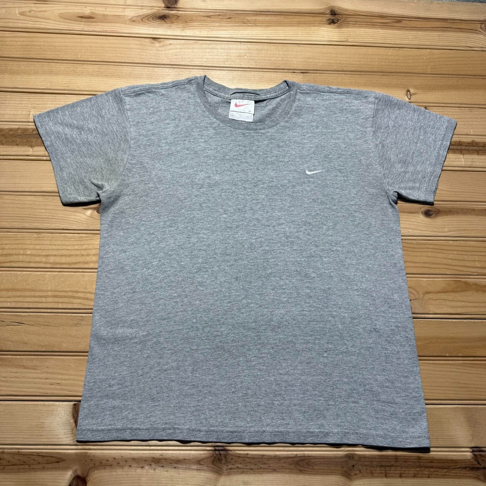 Vintage 90s Nike Mini Swoosh Embroidered Blank Short Sleeve Heather Shirt Medium