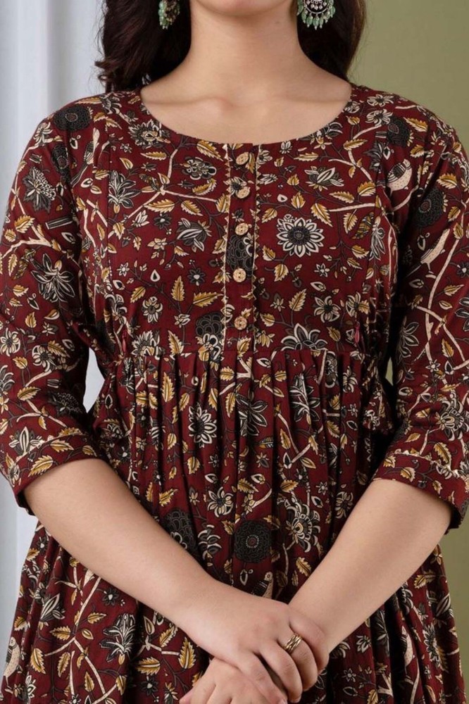 BROWN COLOUR HANDBLOCK Printed Maternity Gowns Maxi comfortable casual wear dres