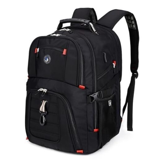 SHRRADOO 50L Large USB Travel Laptop Backpack Black