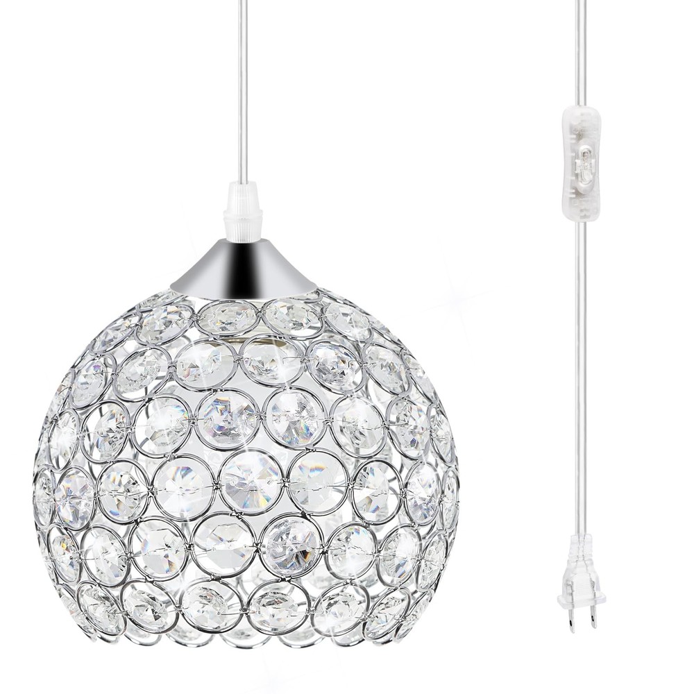 TISLYCO Plug-in Crystal Chandelier Lighting with Long Cord 13.12ft and On/Off...