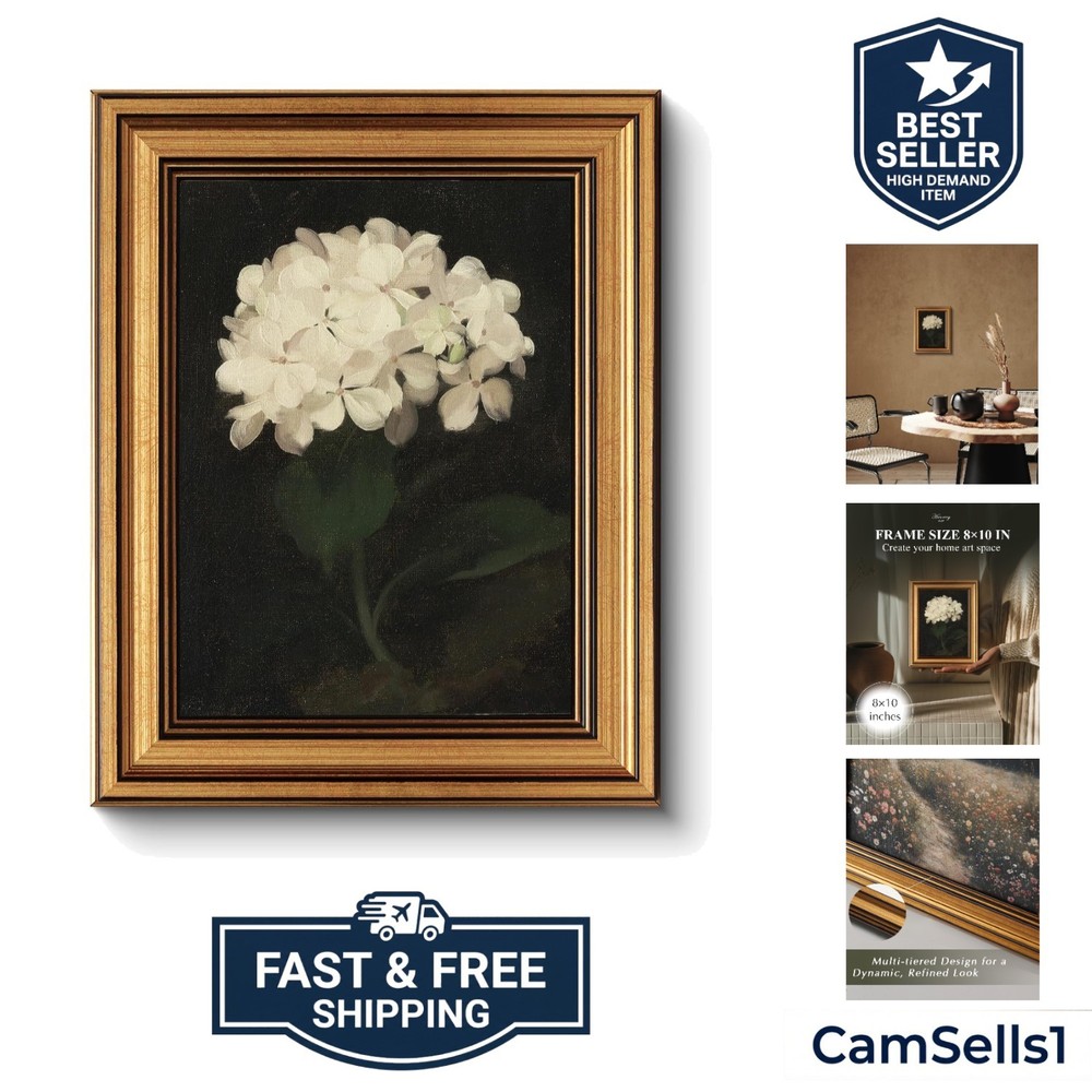 Gold Framed Vintage Wall Art for Living Room, Flowers Painting Canvas Prints ...