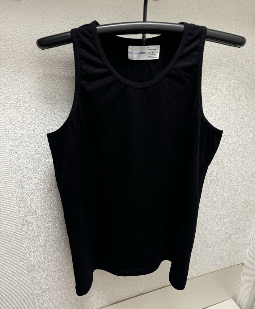 Comme des Garçons SHIRT Black Cotton Sleeveless Tank Top Size L