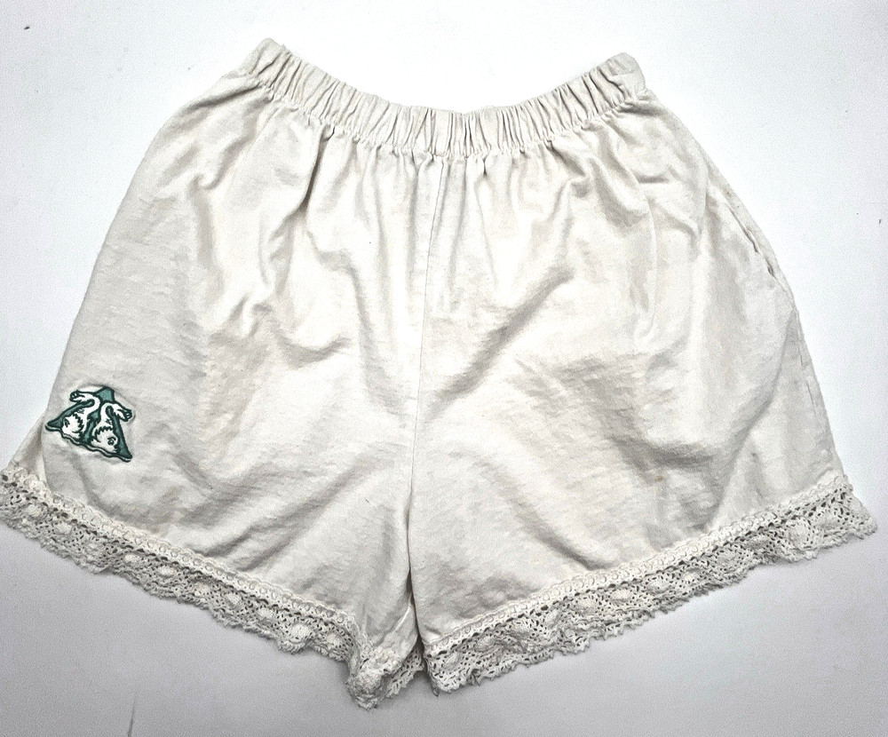 VTG 90s Disney Shorts Sz S White Embroidered 100% Cotton Pull On Grandmacore