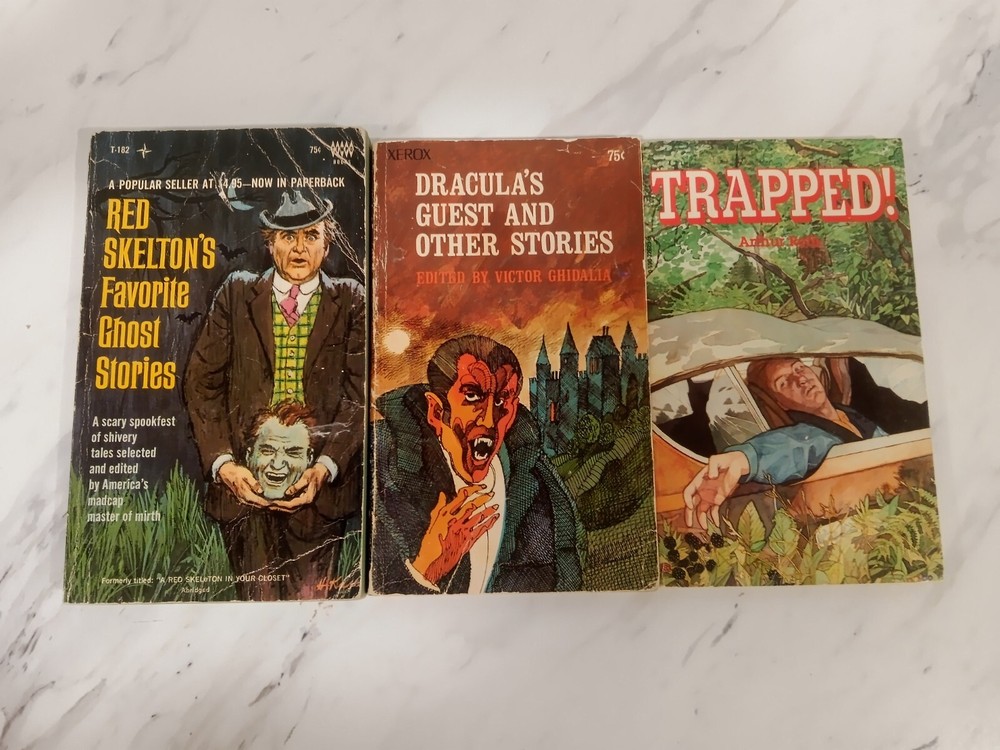 3 Book Lot: Red Skelton's Favorite Ghost Stories - Trapped! - Dracula's Guest...