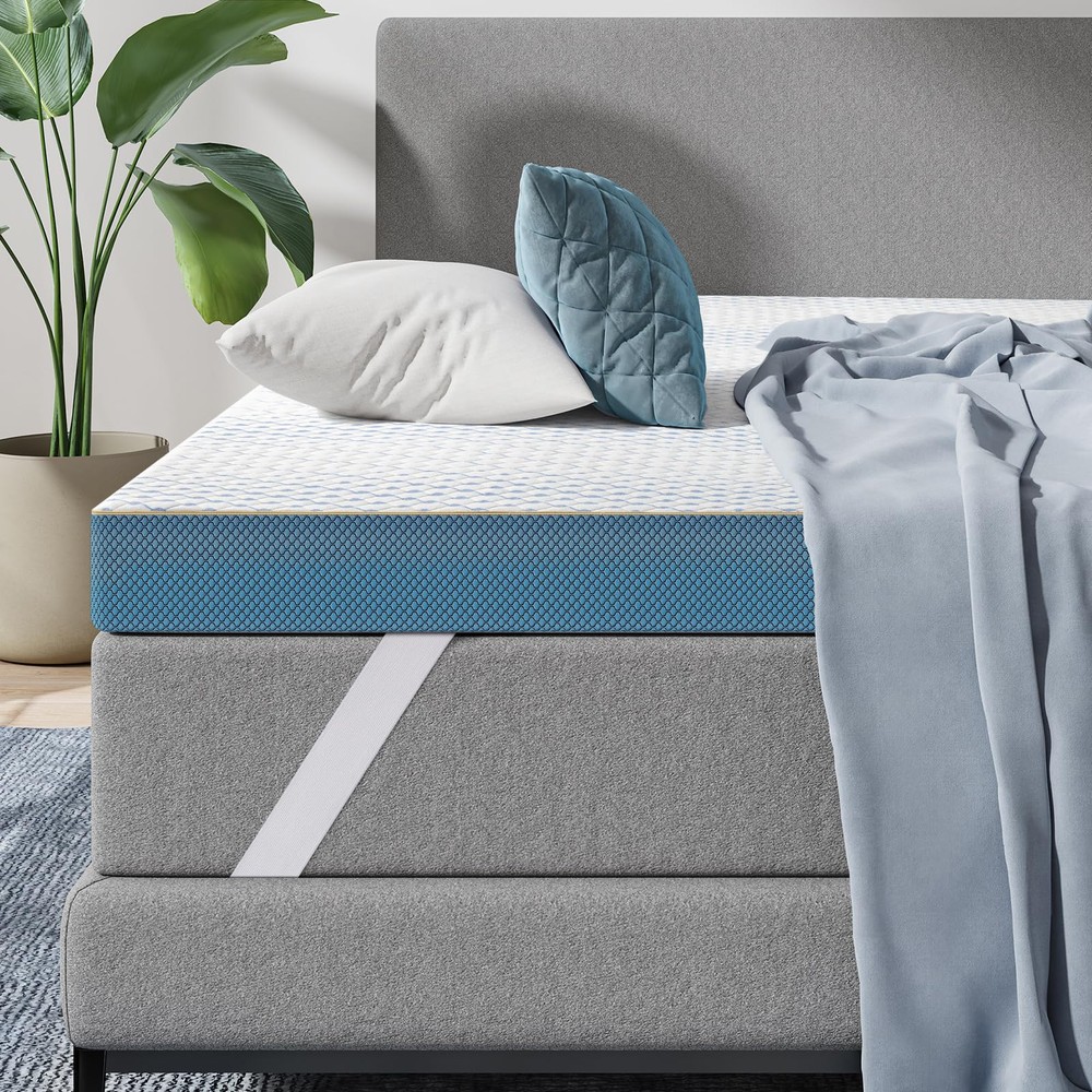 VISCOFLEX 4 Inch Memory Foam Mattress Topper King, Gel Firm Mattress Topper, ...