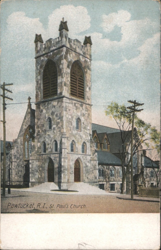 Pawtucket, Rhode Island RI St. Paul's Church Leighton Original Vintage Postcard