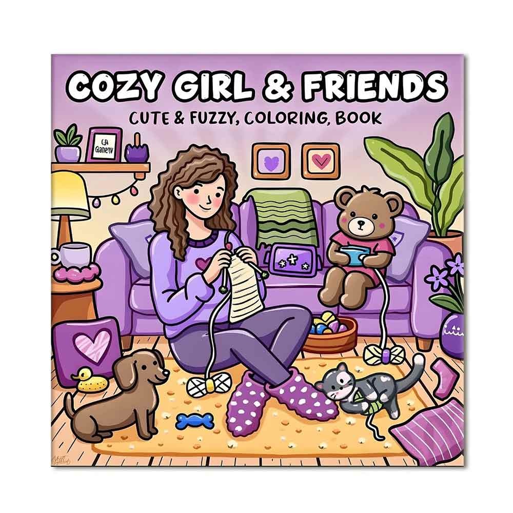 Cozy Girl & Friends Coloring Book for Adults – Bold Easy Relaxing Patterns