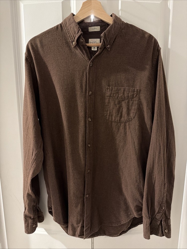 J Crew Men’s Classic Brown Cotton Long Sleeve Button Down Shirt Medium