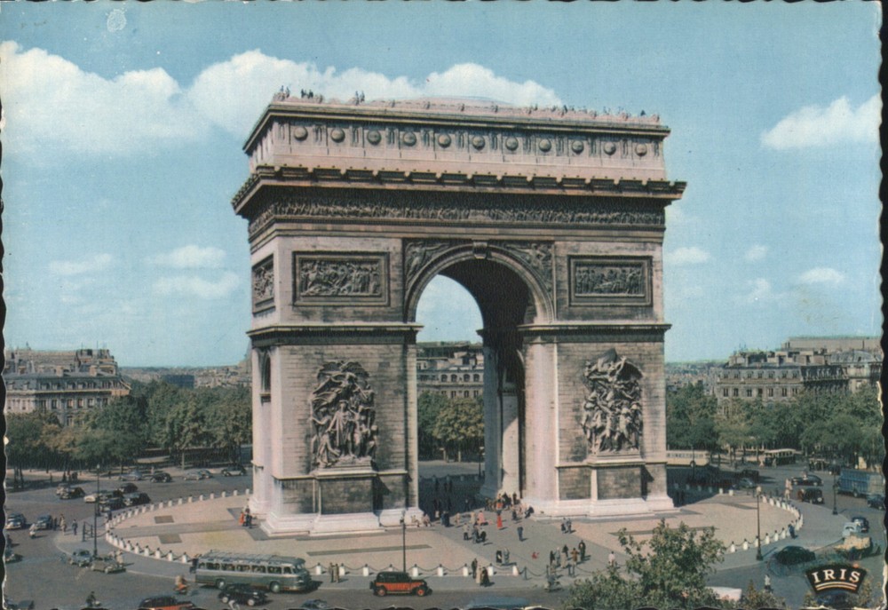 Paris, France Arc de Triomphe, La Place l'Etoile Original Vintage Postcard