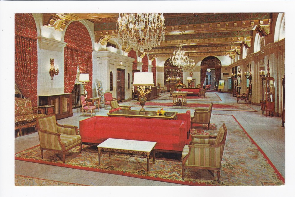 The Sheraton-Carlton Hotel Lobby Washington D.C. Chrome Postcard