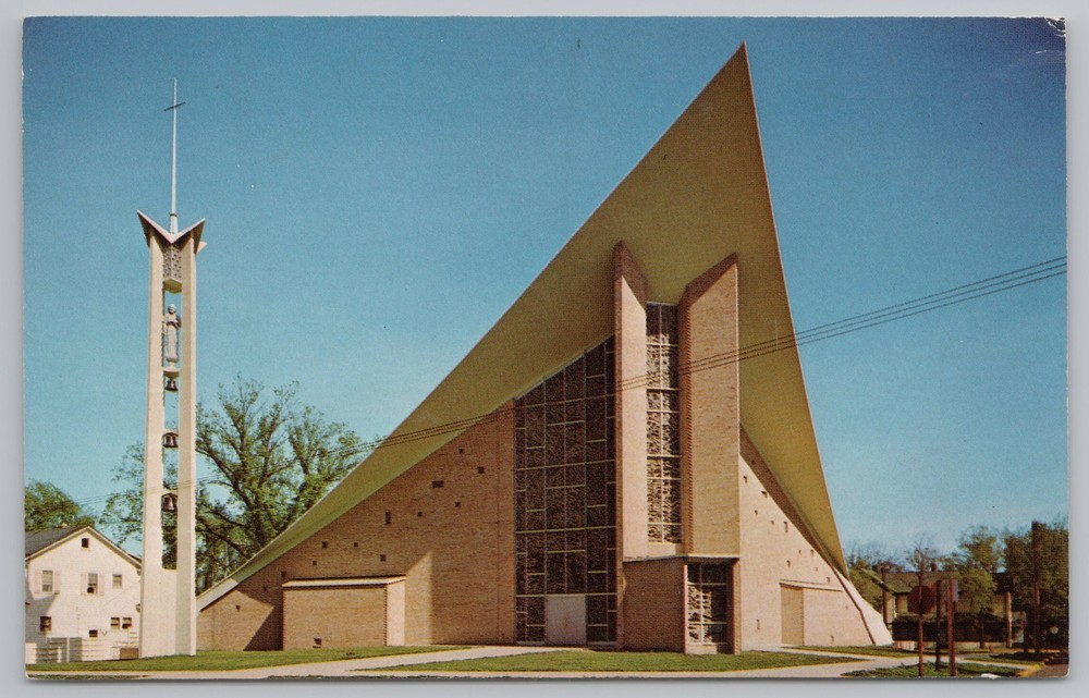 State View~St. Joseph's Roman Catholic Church In Menomonie W.I.~Vintage Postcard