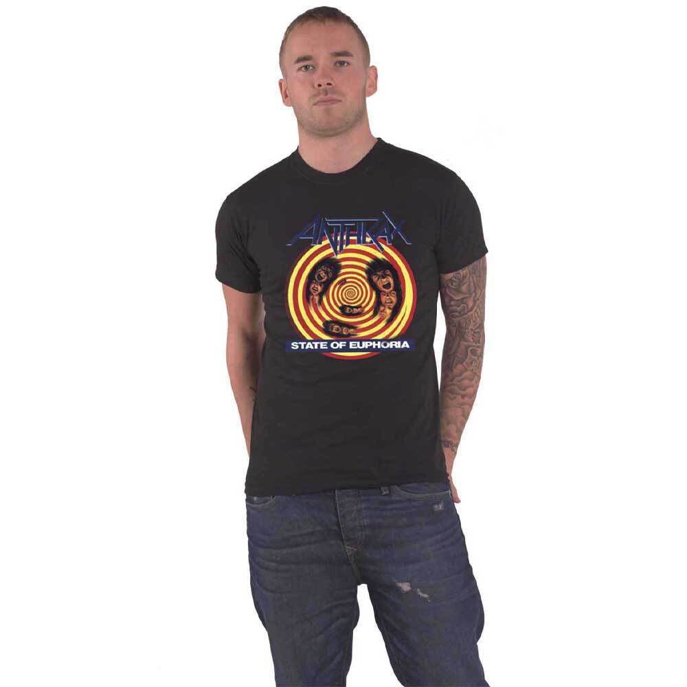 Official Anthrax State Of Euphoria Album Cover Band Logo Men's Black T-Shirt