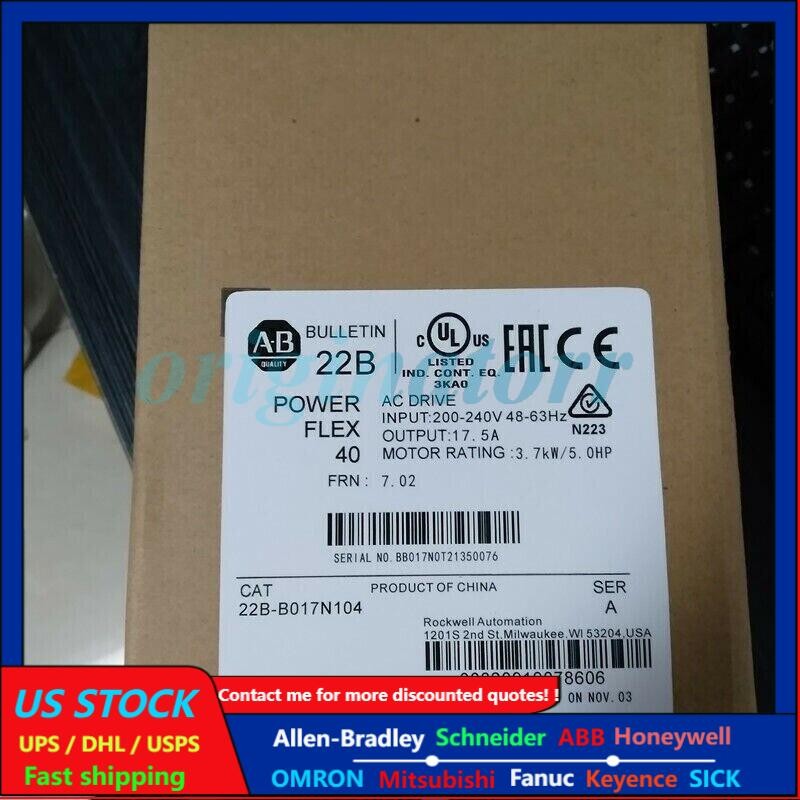 Sealed 22B-B017N104 ALLEN BRADLEY PowerFlex 40 AC Drive 17A 5HP US Free Tax