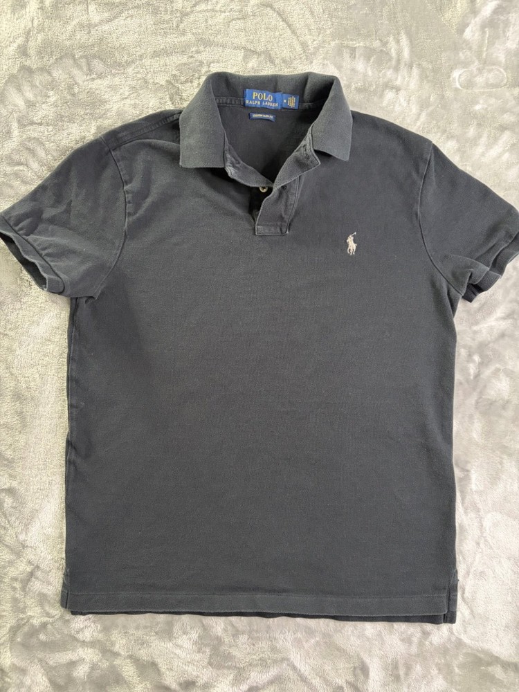 Polo Ralph Lauren Custom Slim Fit Men's Shirt Black Cotton Size M Pony Logo