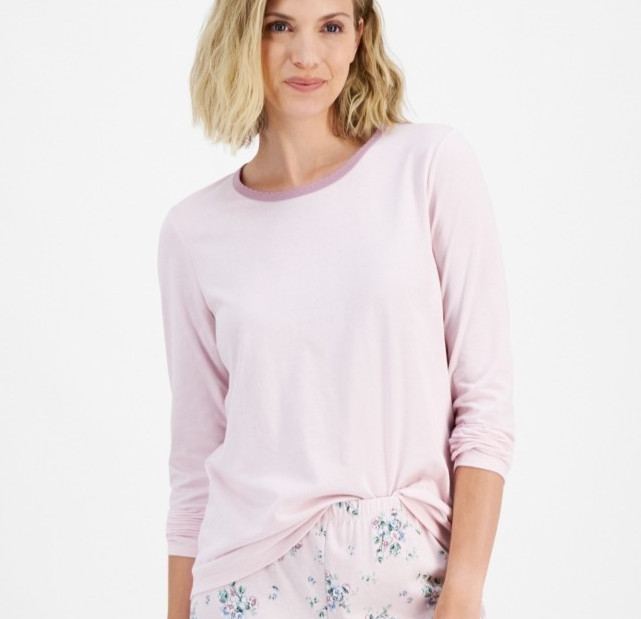 NWT Charter Club Women's  Long-Sleeve Pajama TOP XS