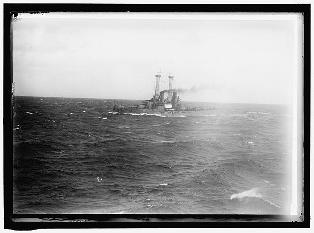 Photo:U.S. Battleships in Storm at Sea 1913 Navy Warship Photo
