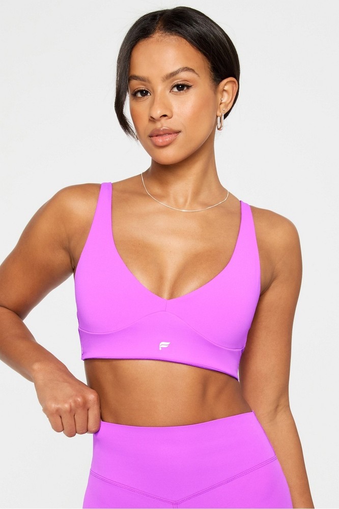 Fabletics Pureluxe Longline Low Impact Bra Neon Fuchsia L