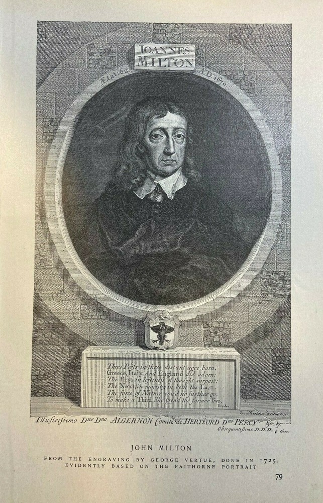 1906 Vintage Magazine Illustration Poet John Milton