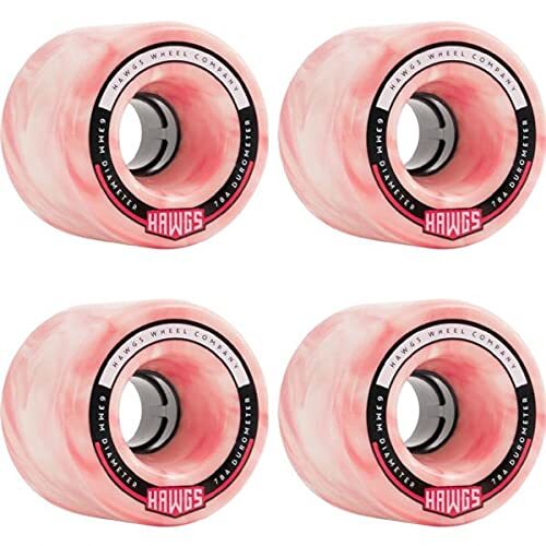 Hawgs Wheels Fattie Pink/White Skateboard Wheels - 63mm 78a (Set of 4)