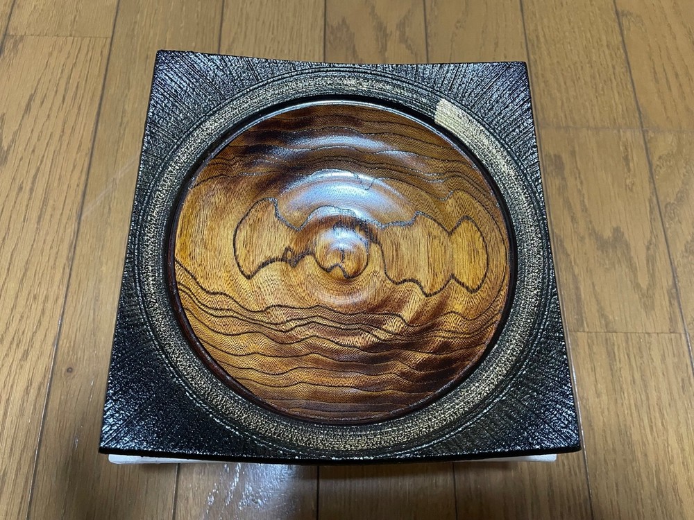 Japanese Yamanaka Urushi Lacquer Ware Wooden Bowl Tray Black Gold