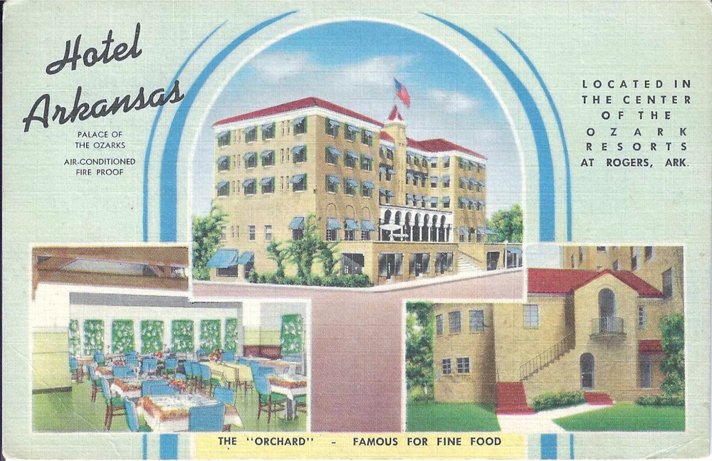 c 1940s Rogers, Arkansas ~ Hotel Arkansas Multiple Views ~ Linen Postcard UNP