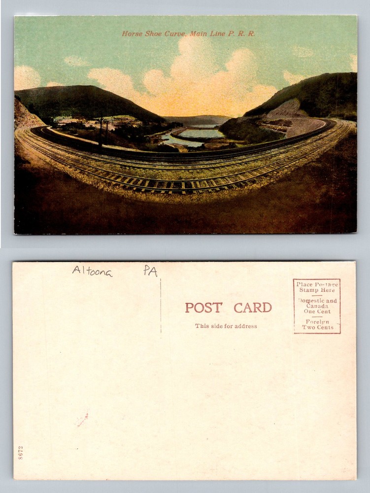Altoona, PA-Pennsylvania, Horseshoe Curve PRR Railroad Scenic Vintage Postcard