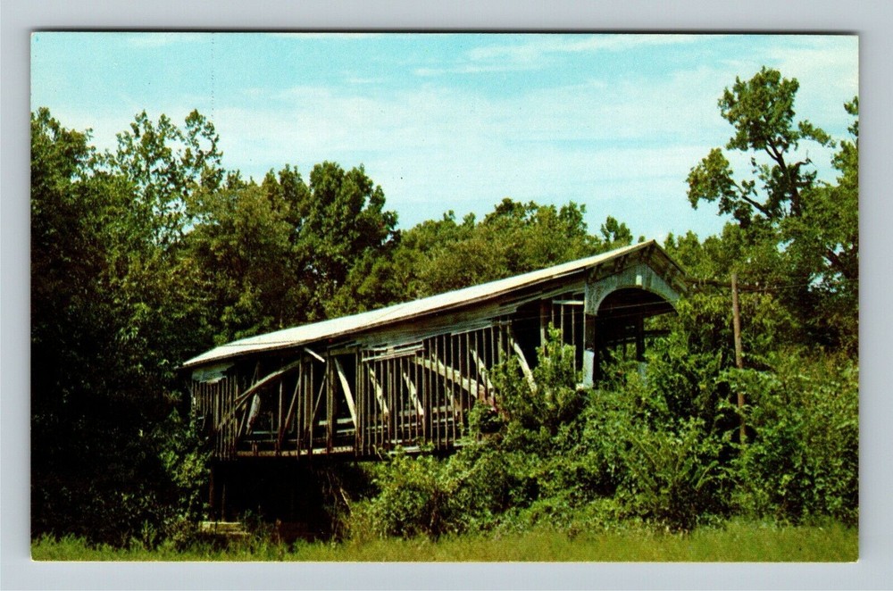 Bloomfield IN Indiana, Richland Creek Covered Bridge Vintage Souvenir Postcard