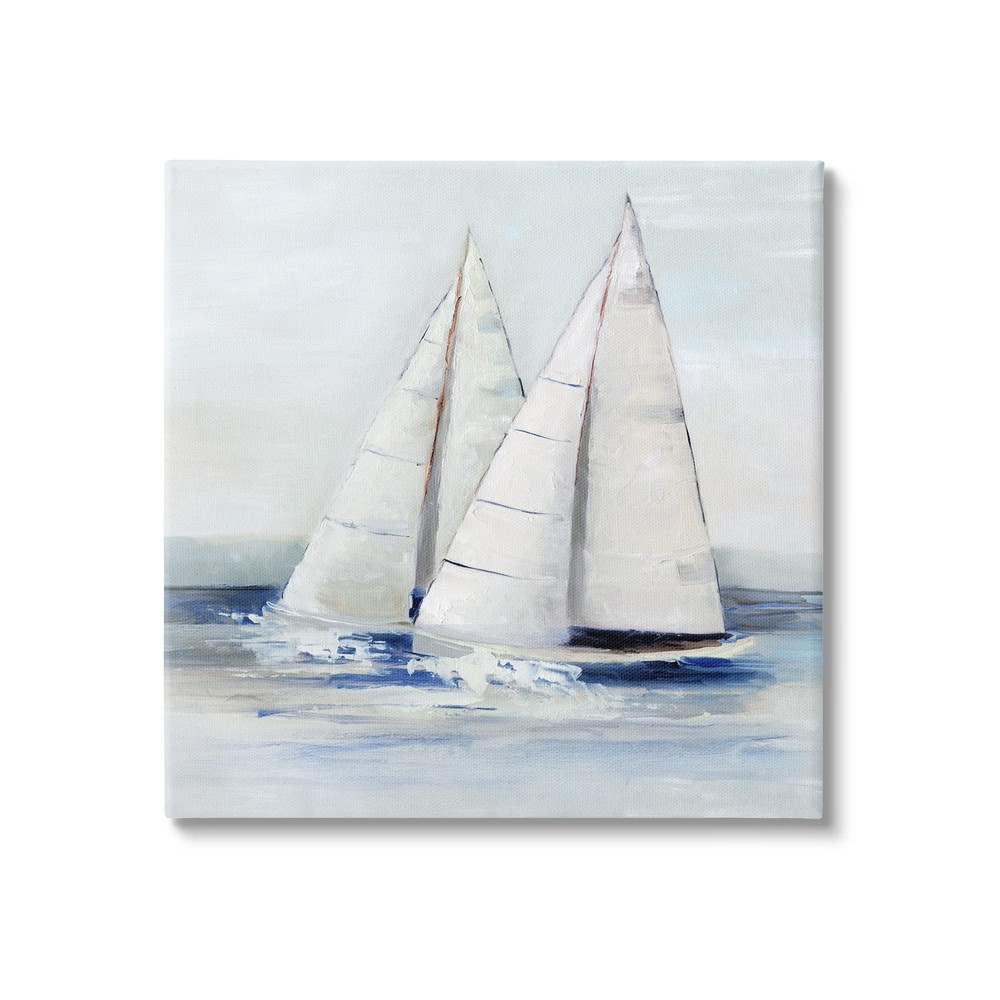 Sailboats Coastal Waves Splashing Canvas Wall Art, Design by Sally Swatland