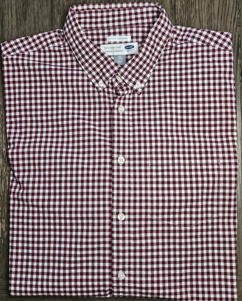 Mens Old Navy The Classic Shirt Long Sleeve Checked Button Up Shirt XXL 2XL