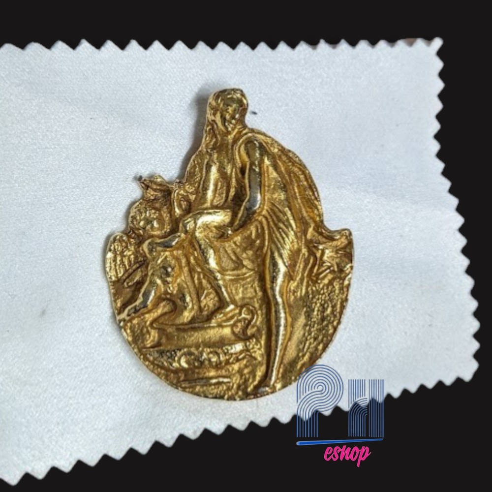 Gold Tone Angel Brooch Winged Halo Figure Pin Religious Symbolic Jewelry