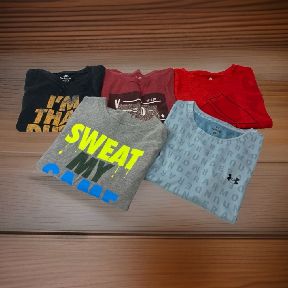 Lot Of 5 Youth Boys XL Extra Large Short Sleeve Crew Neck Graphic Print T Shirts