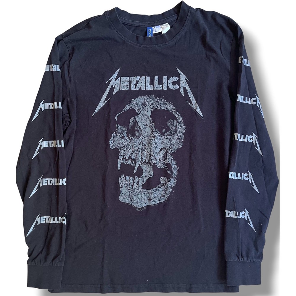 HM Divided Metallica Long Sleeve Graphic Shirt Black Pushead Skull Mens XS S