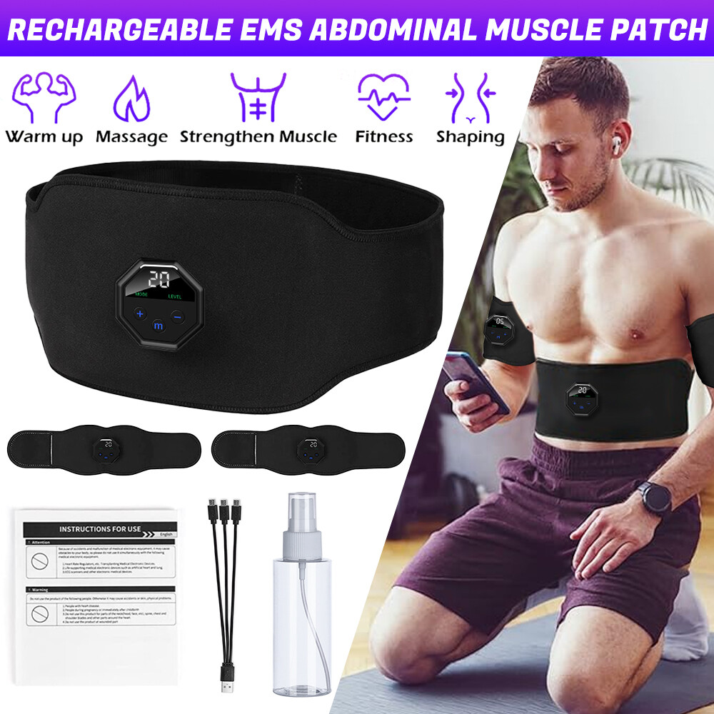 Abdominal Toning Belt Abs Training EMS Electric Muscle Stimulation Rechargeable-image