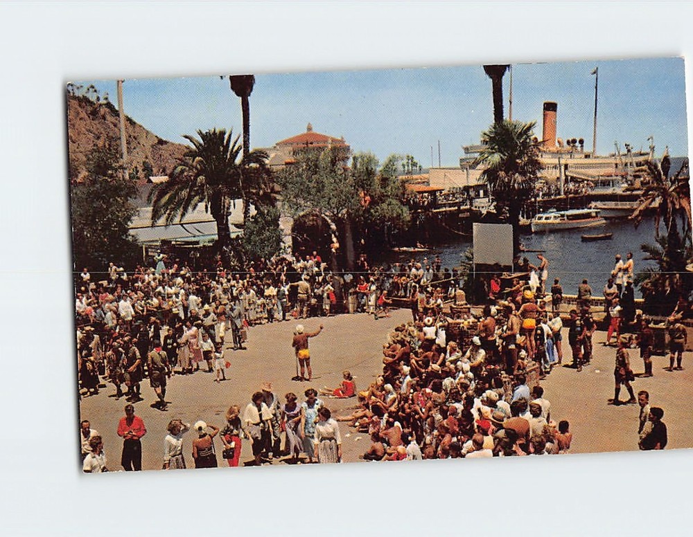 Postcard Crowds Greeting The Steamer Arrivals Avalon California USA