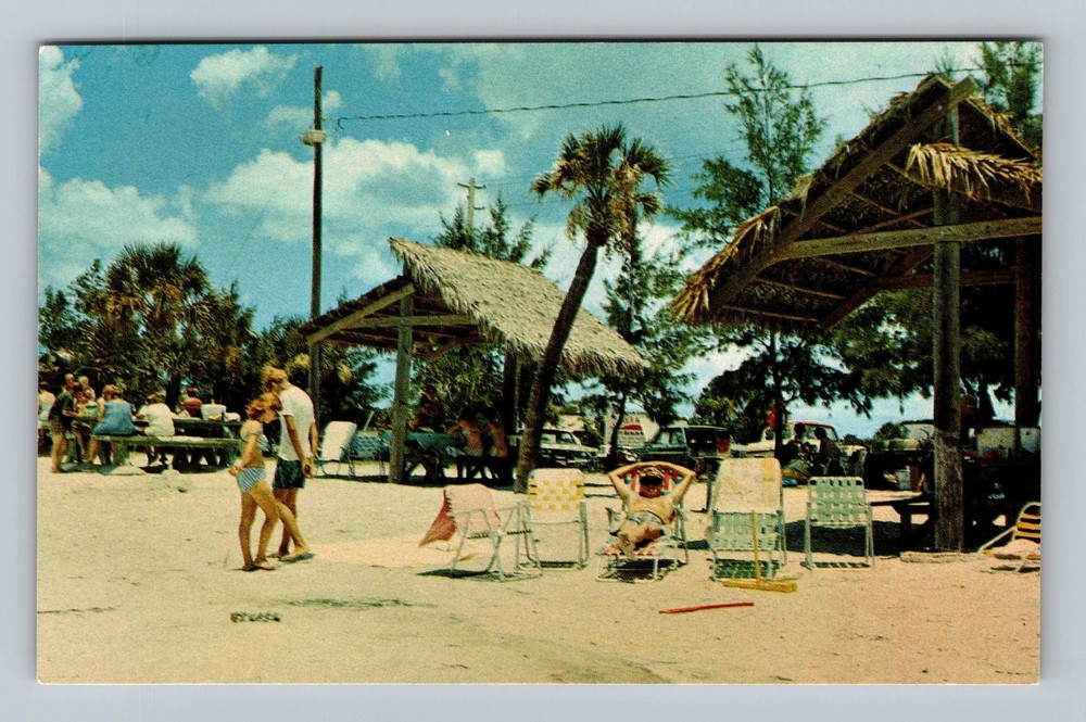 Sarasota FL-Florida Picnic Area On Siesta Beach Vintage Postcard Standard Post