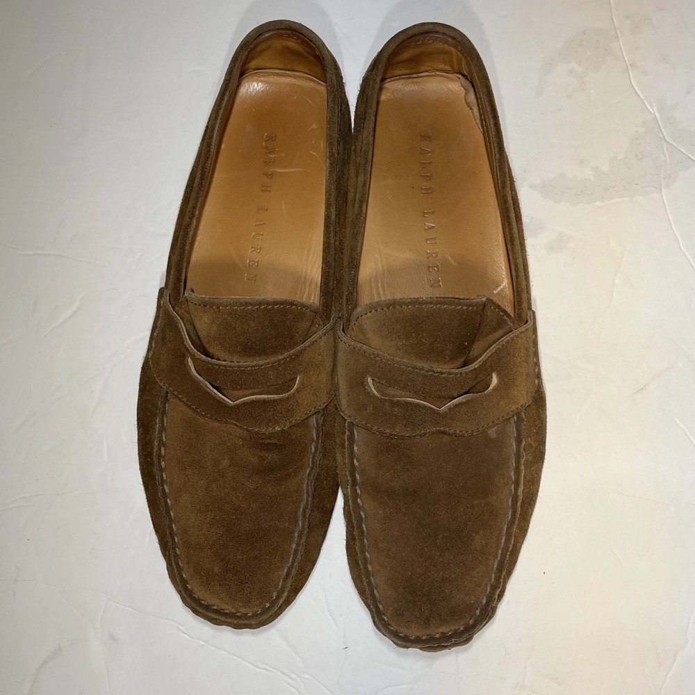 Polo Ralph Lauren Driving Penny Loafers Shoes Brown Leather Men's Size 10D