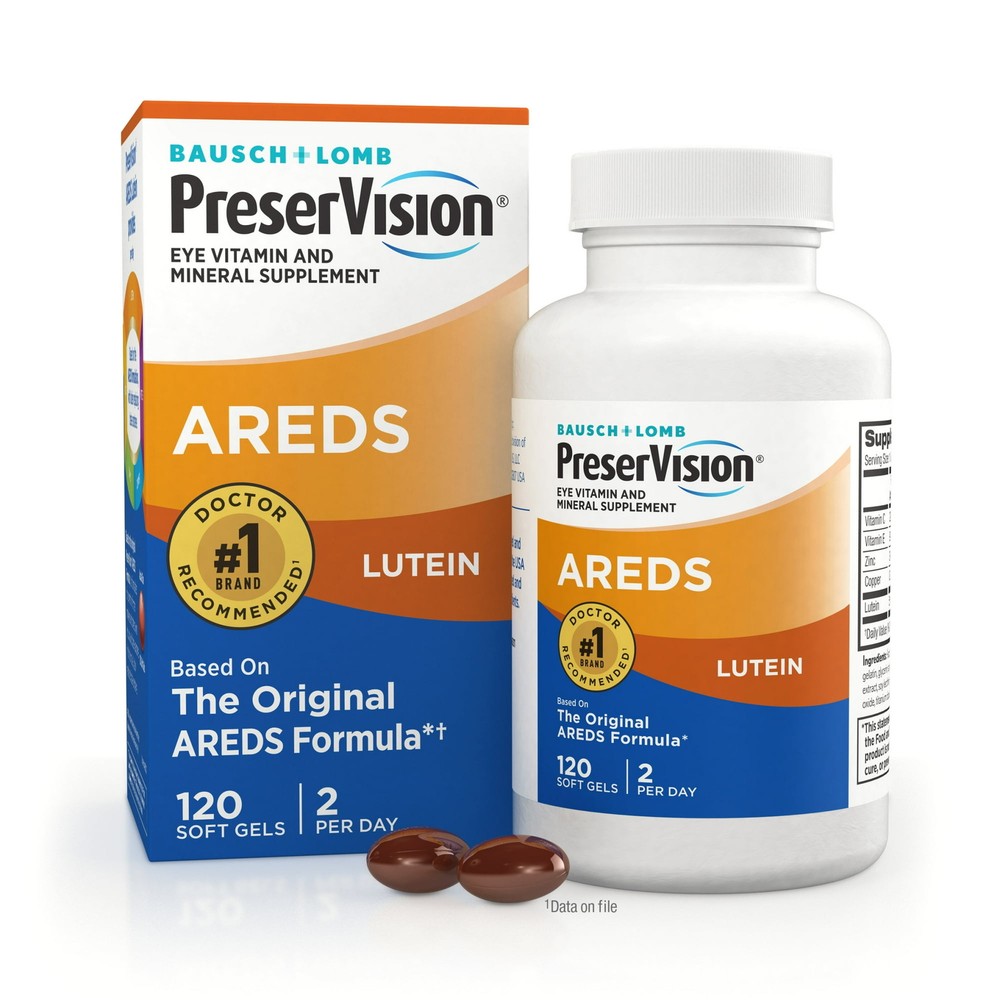 PreserVision AREDS Vitaminas y minerales para ojos con luteína AREDS Fórmula 120 cápsulas blandas